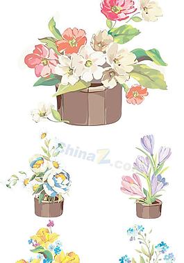精美盆栽花卉矢量素材