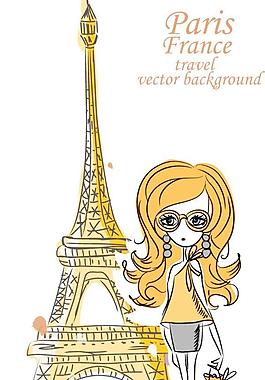 時尚女孩插畫背景矢量素材2
