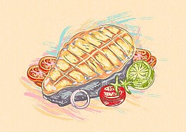 熟鱼矢量插画