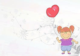 气球矢量插图的小女孩