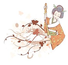 日本的藝妓垃圾花卉背景矢量