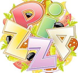 卡通pizza標(biāo)簽貼紙矢量素材4