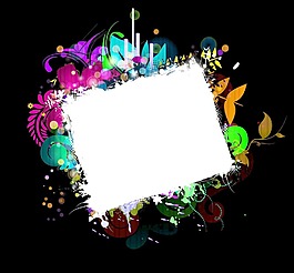 五顏六色的花的幀矢量插圖