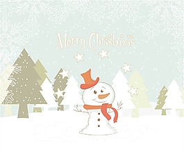 圣誕節(jié)背景矢量與雪人
