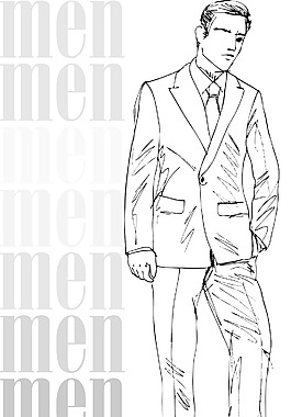 英俊的男人的時尚插畫矢量圖