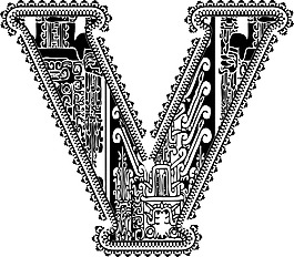 古老的字母V矢量插畫