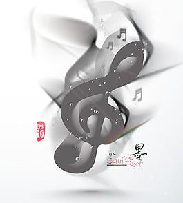 水墨效果音符矢量素材3