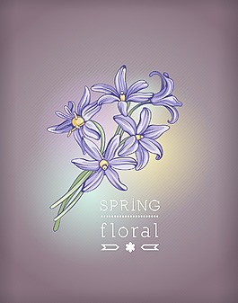 春天開花的花卉背景矢量插畫