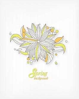 春天開花的花卉背景矢量插畫