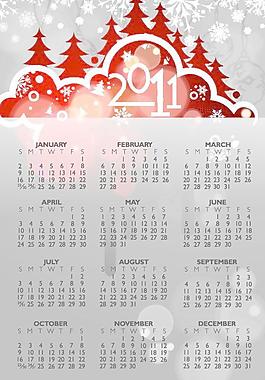 2011年日歷模板矢量圖下載