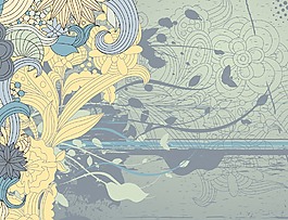 復(fù)古花卉背景矢量插畫