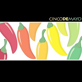 Feliz Cinco de Mayo（幸福5月第五）矢量格式的辣椒卡