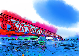 碧水大橋水彩畫(huà)