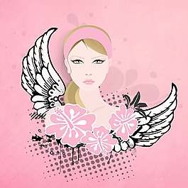 三八妇女节贺卡或海报的粉红色背景的漂亮女孩插画设计