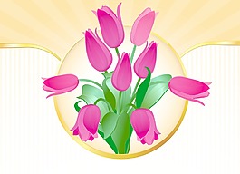 粉紅色的郁金香花束矢量慶祝