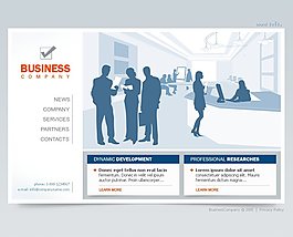 藍(lán)色商務(wù)交流網(wǎng)站psd模板