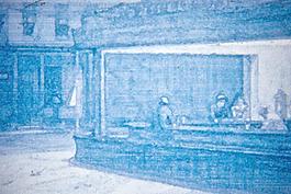爱德华的画在lithopane料斗夜鹰