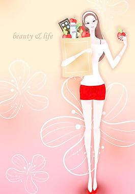 時尚美女插畫矢量素材1