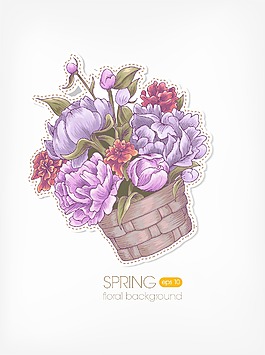 与花束花卉背景矢量插图