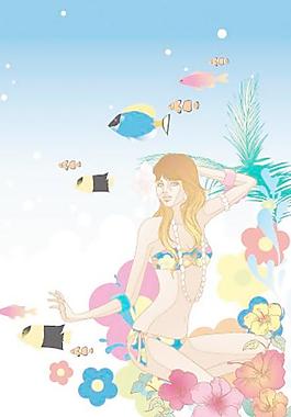时尚美女插画矢量素材2