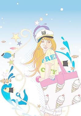 時尚美女插畫矢量素材1