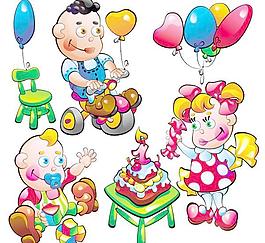 卡通幼兒與玩具矢量素材1