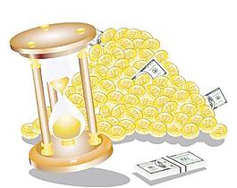 錢(qián)幣與沙漏矢量素材