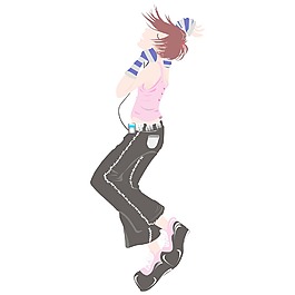 矢量跳躍的女孩聽音樂