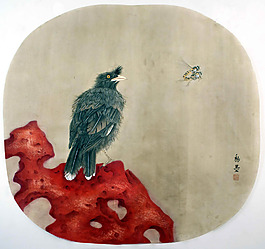 西湖石鳥和蜻蜓