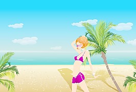 向量的魅力夏季背景與棕櫚樹
