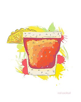 紅色雞尾酒矢量插畫