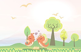 愛情鳥插畫矢量