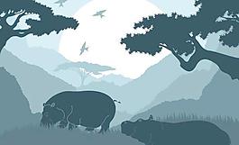 動物剪影圖案矢量素材3