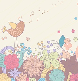 花卉矢量插畫(huà)的鳥(niǎo)