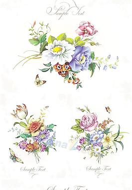 精美花卉插畫背景矢量素材