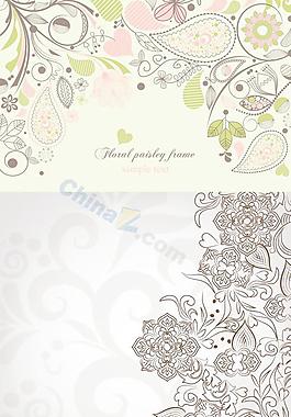 手繪花紋矢量素材背景