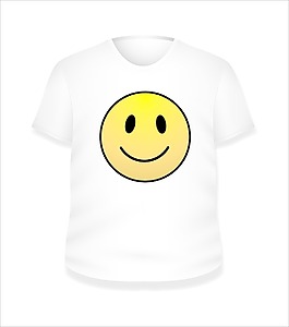 笑脸快乐的白色T恤设计矢量插画模板