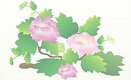 水墨牡丹花矢量素材