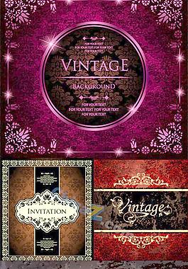 復(fù)古請柬矢量模板素材