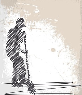 工人用铁锹挖摘要素描插画矢量