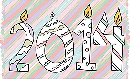 蠟燭矢量插畫制作2014新年快樂