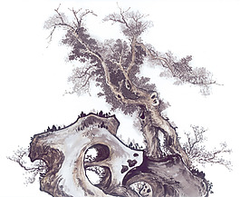 山間枯木