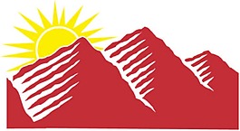 紅色的山和太陽