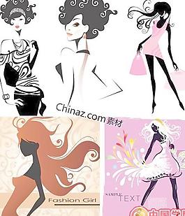 時(shí)尚女孩插畫矢量圖
