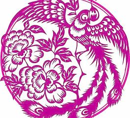 鳳凰剪紙矢量素材