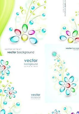 繽紛寶石花朵矢量素材