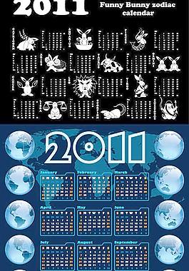 2011兔年掛歷矢量素材