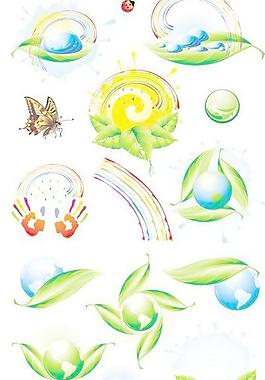 綠色生態(tài)主題圖標(biāo)矢量素材