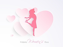 三八婦女節(jié)賀卡或海報(bào)的閃亮的粉色背景的女孩的輪廓設(shè)計(jì)