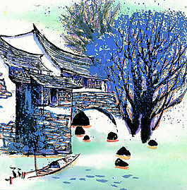 江南夏季水墨画